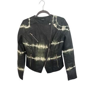 Mod x faux leather jacket dark green, zipper wrist, cropped